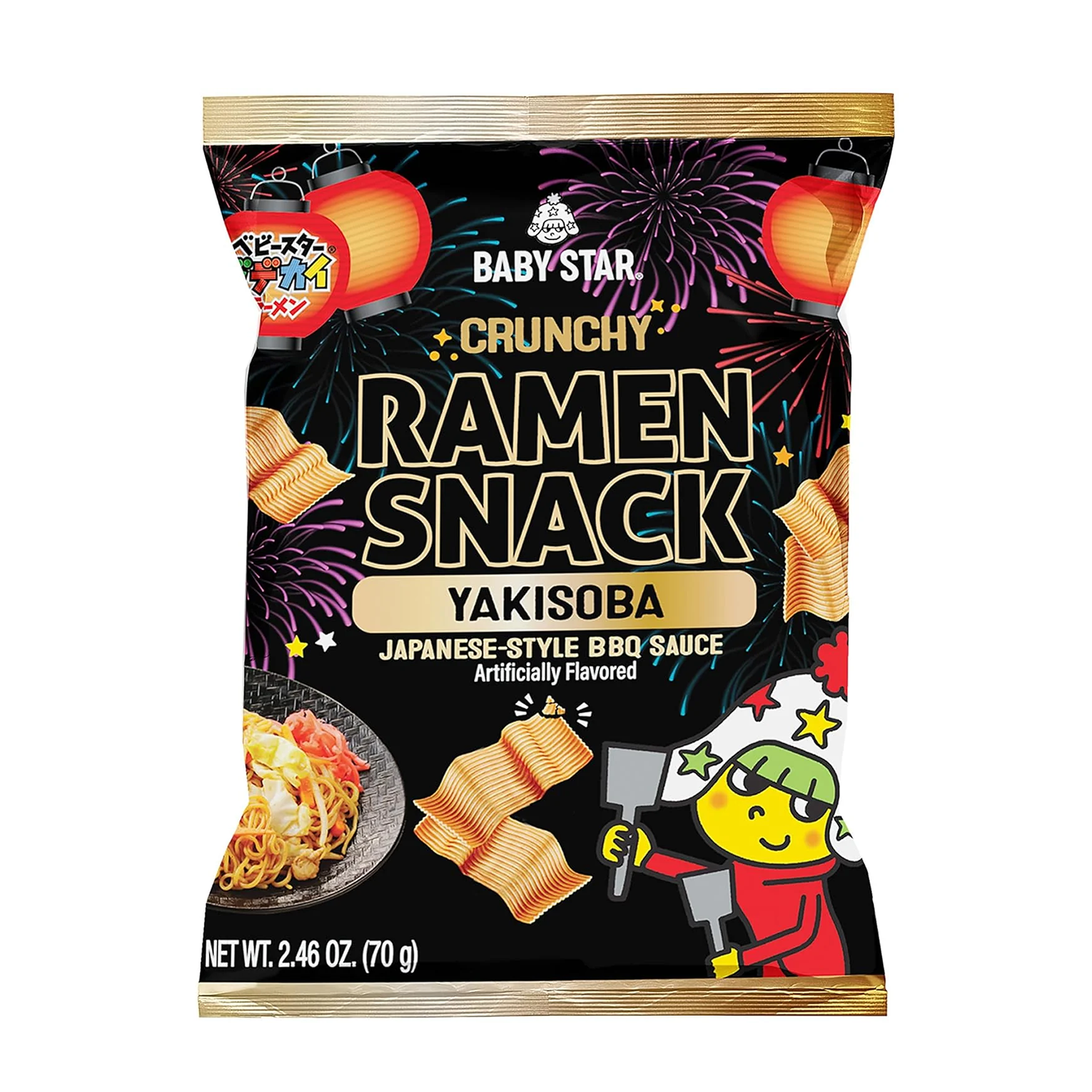 Baby Star Crunchy Ramen Snack Wide Yakisoba Flavor 2.46oz